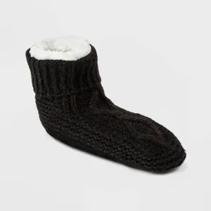 Stars Above Women's Cable Knit Sherpa Lined Booties with Grippers