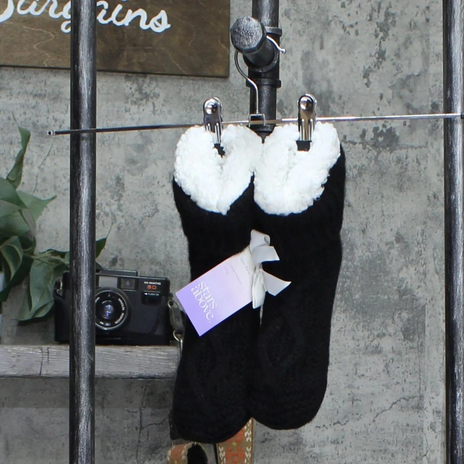 Stars Above Women's Cable Knit Sherpa Lined Booties with Grippers