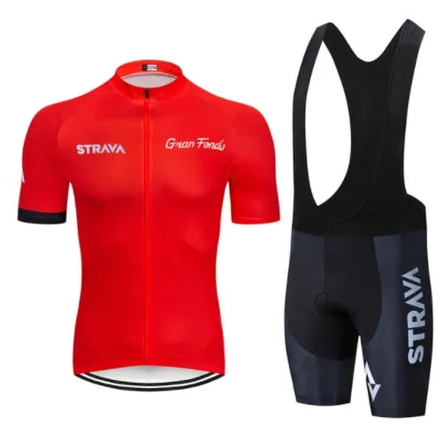 STRAVA 2019 Pro Cycling Kleding Sets Bike uniform Zomer Mans Wielertrui Set Road Fiets Jerseys MTB fiets Slijtage