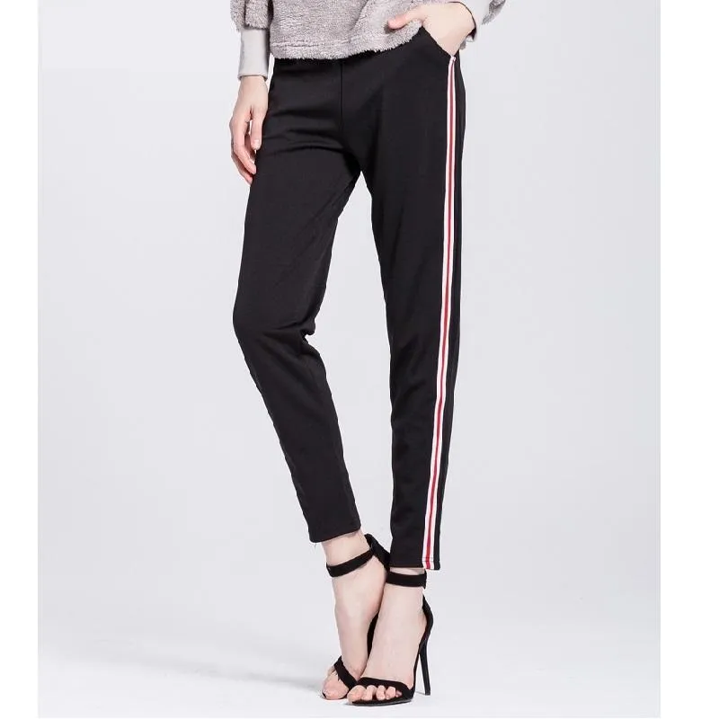 Striped Elastic Waist Pants