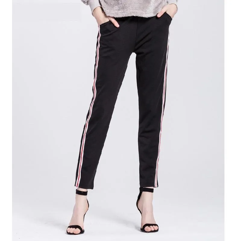 Striped Elastic Waist Pants