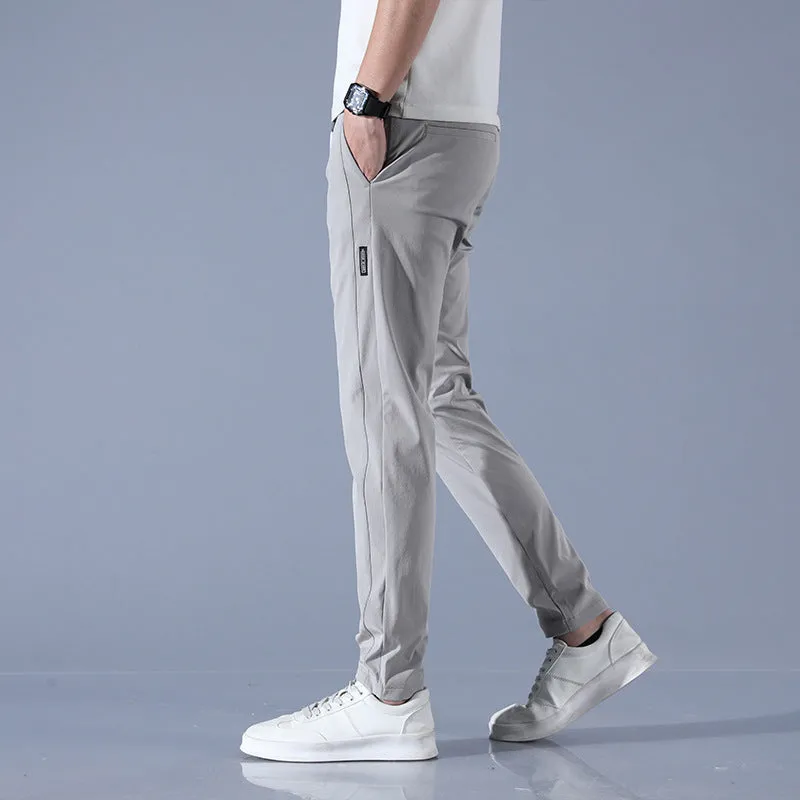 Summer Ice Silk Men's Stretch, Breathable Straight Sports Trousers