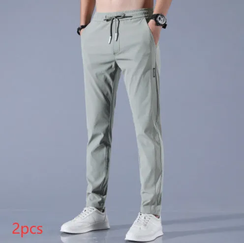 Summer Ice Silk Men's Stretch, Breathable Straight Sports Trousers