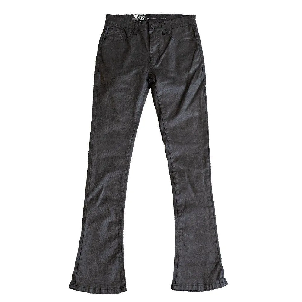 T4 Jet Black Wax Stacked Denim