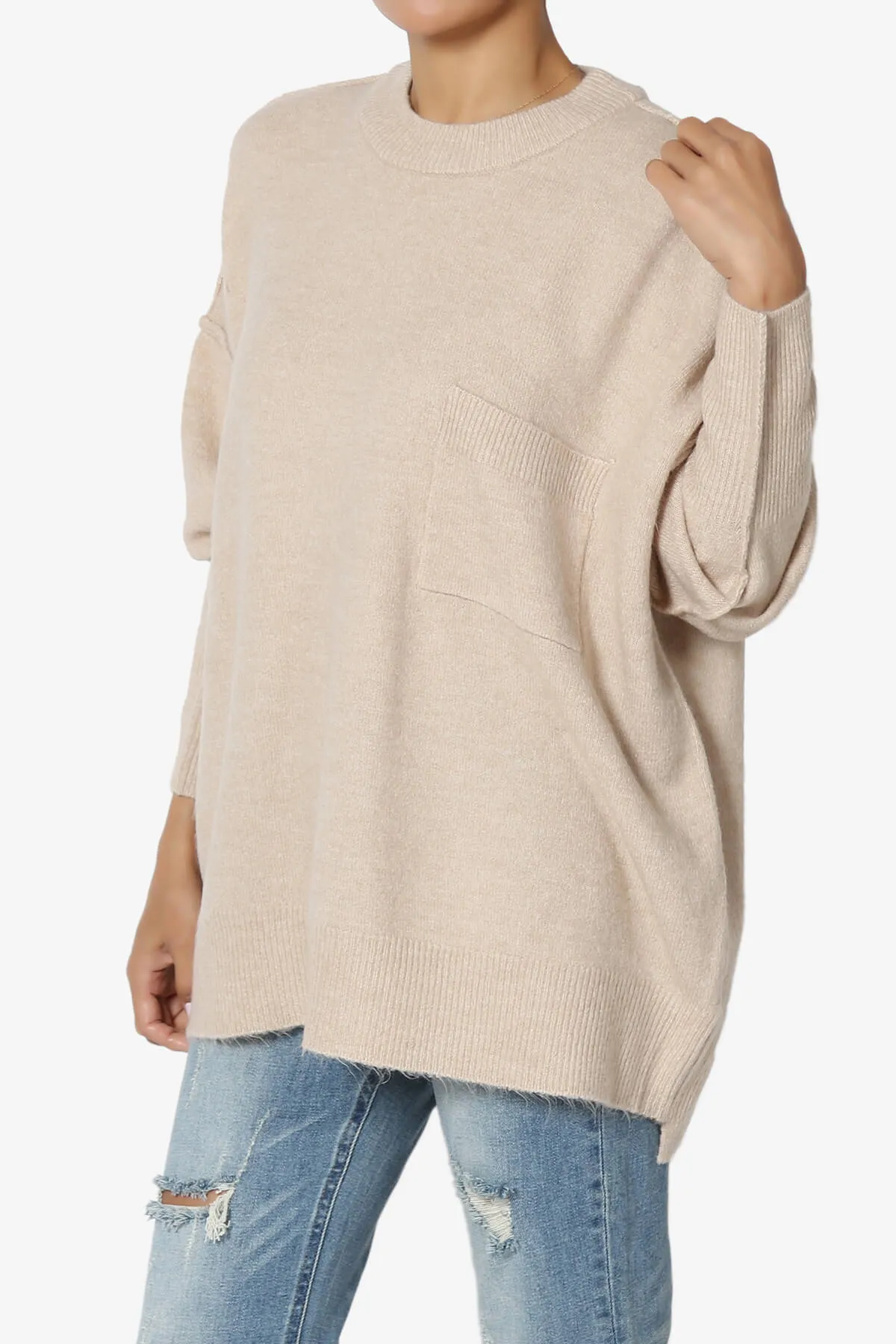 Taryn Oversized Crew Neck Pullover Sweater