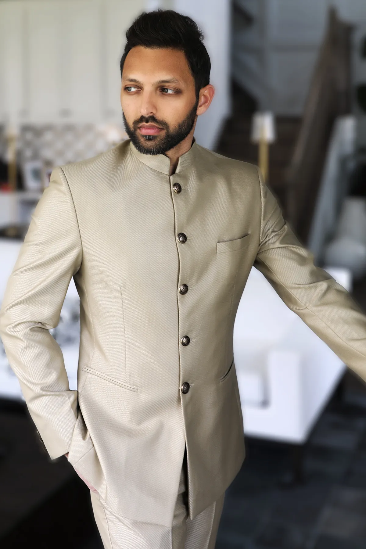 Textured Beize Classic Bandgala Set