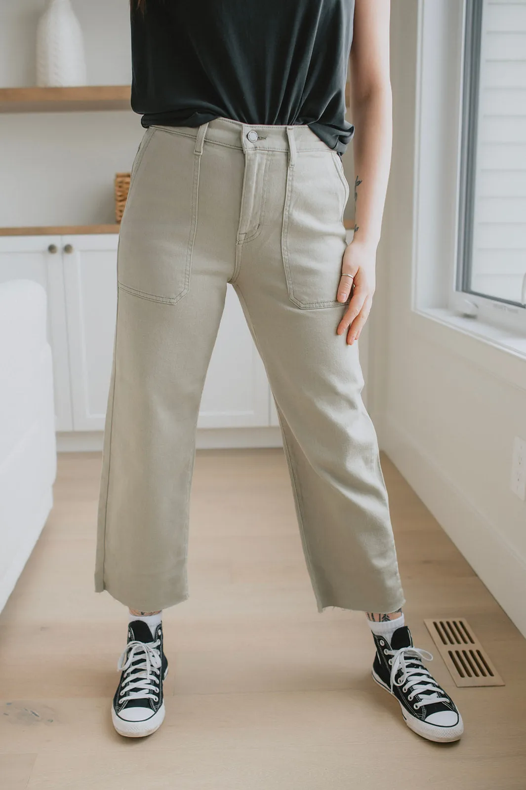 The Farrah Utility Crop Denim by Modern American - Olive