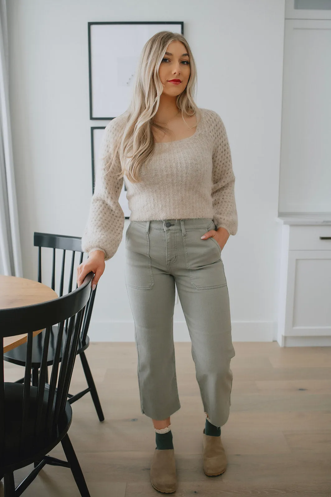 The Farrah Utility Crop Denim by Modern American - Olive