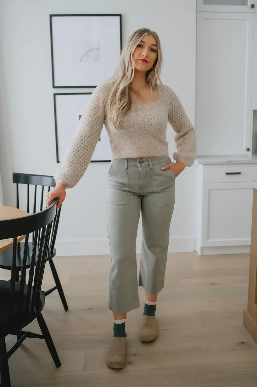 The Farrah Utility Crop Denim by Modern American - Olive