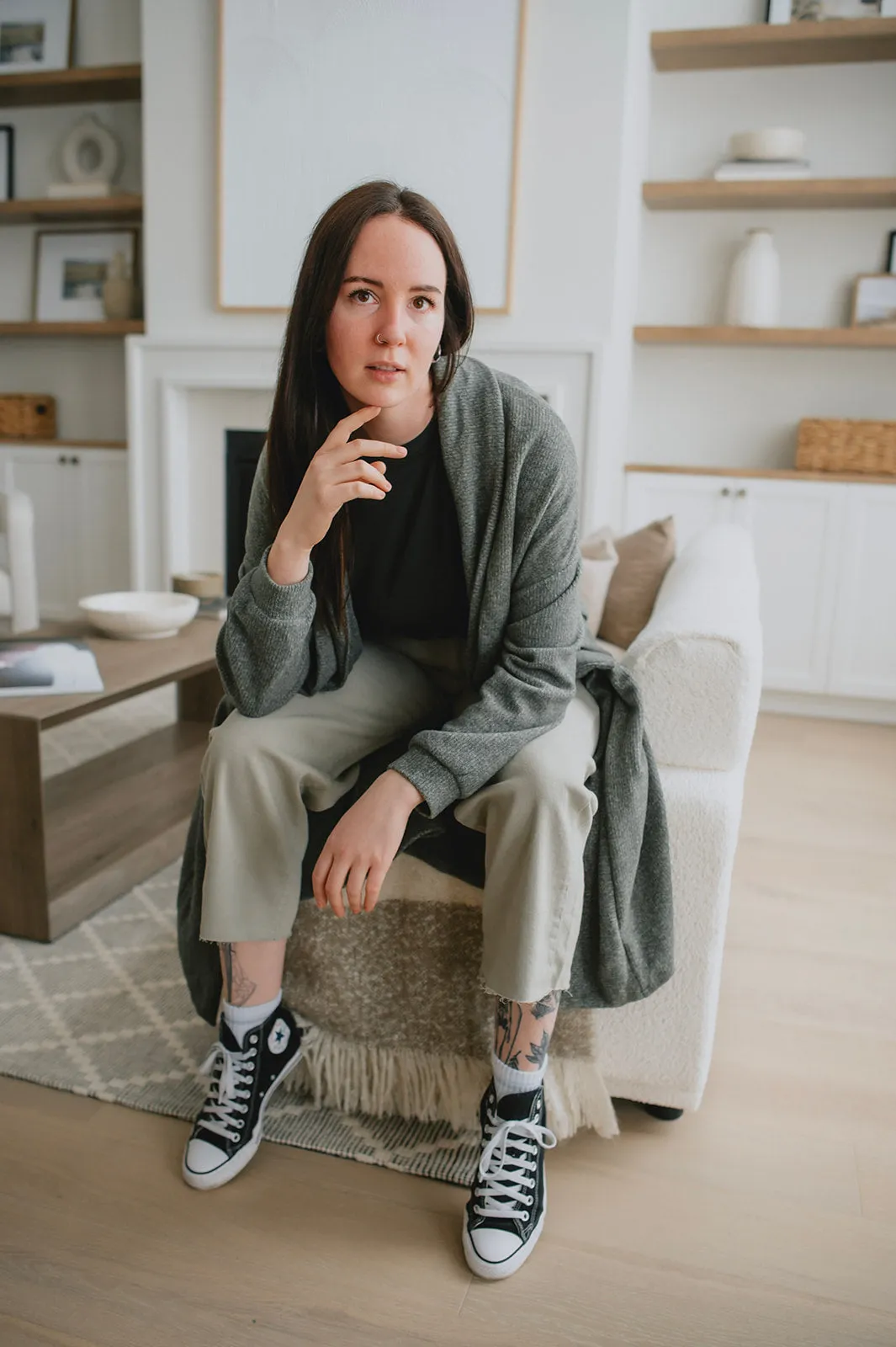 The Farrah Utility Crop Denim by Modern American - Olive