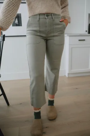 The Farrah Utility Crop Denim by Modern American - Olive