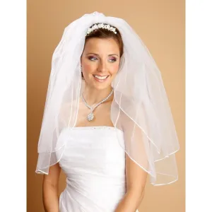 Two Layer Veil with Rounded Satin Cord Edge
