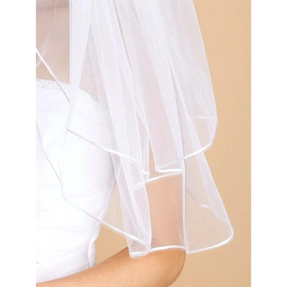 Two Layer Veil with Rounded Satin Cord Edge