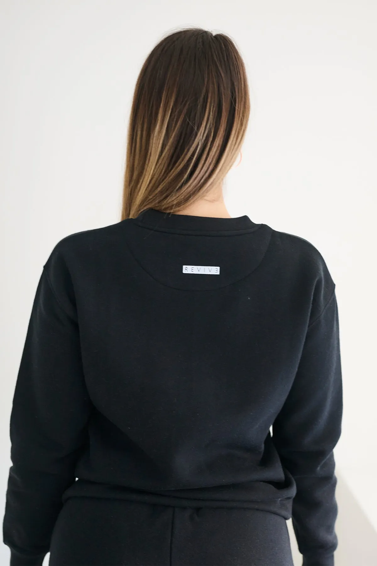 Two Piece Lounge Set - Classic Crew Neck Jumper   Classic Jogger - Black
