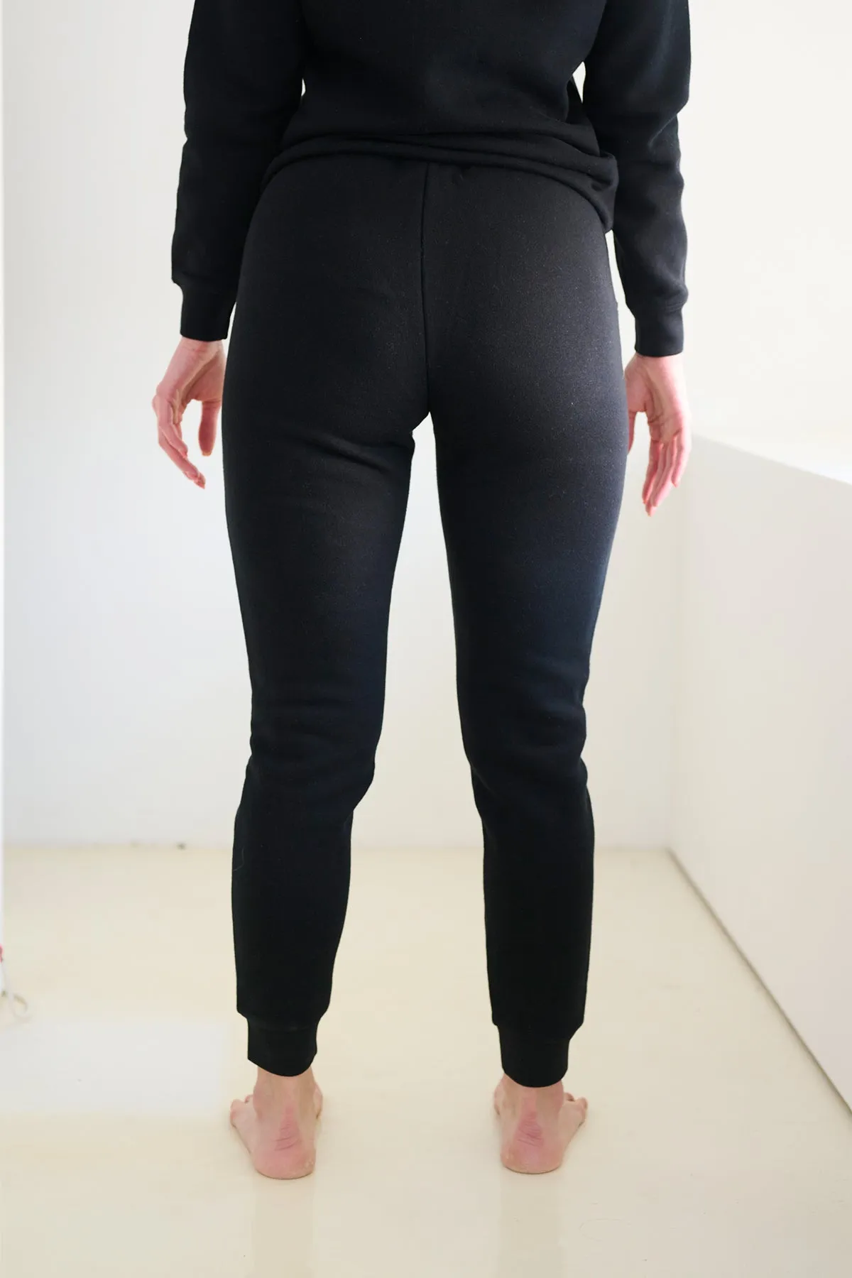 Two Piece Lounge Set - Classic Crew Neck Jumper   Classic Jogger - Black