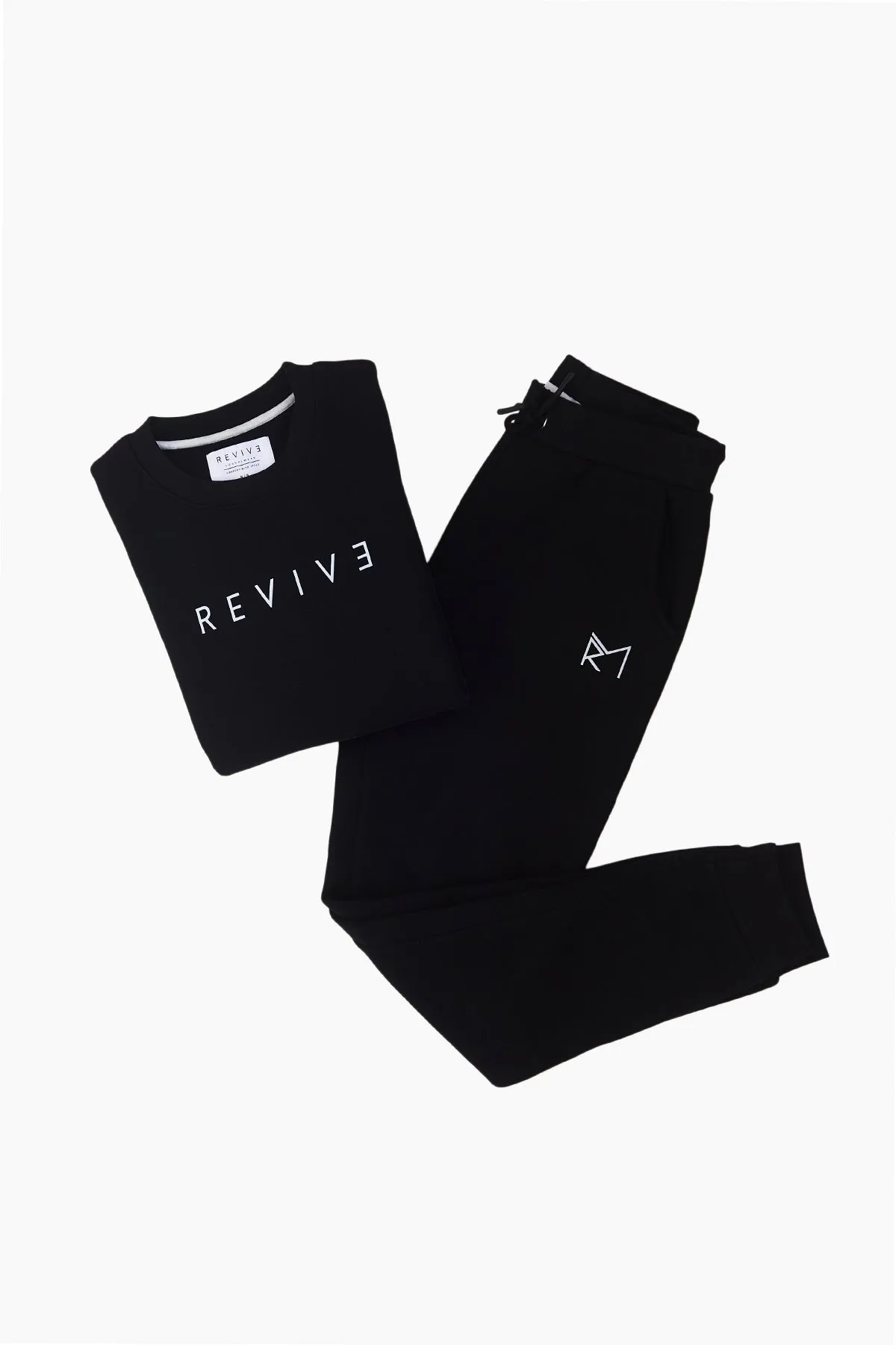 Two Piece Lounge Set - Classic Crew Neck Jumper   Classic Jogger - Black