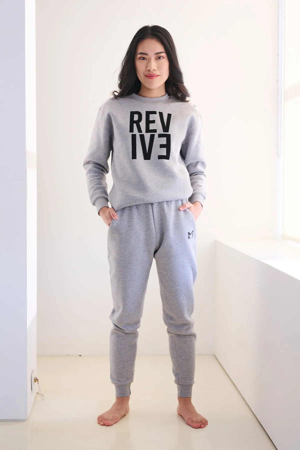 Two Piece Lounge Set - Classic Crew Neck Jumper   Classic Jogger - Black