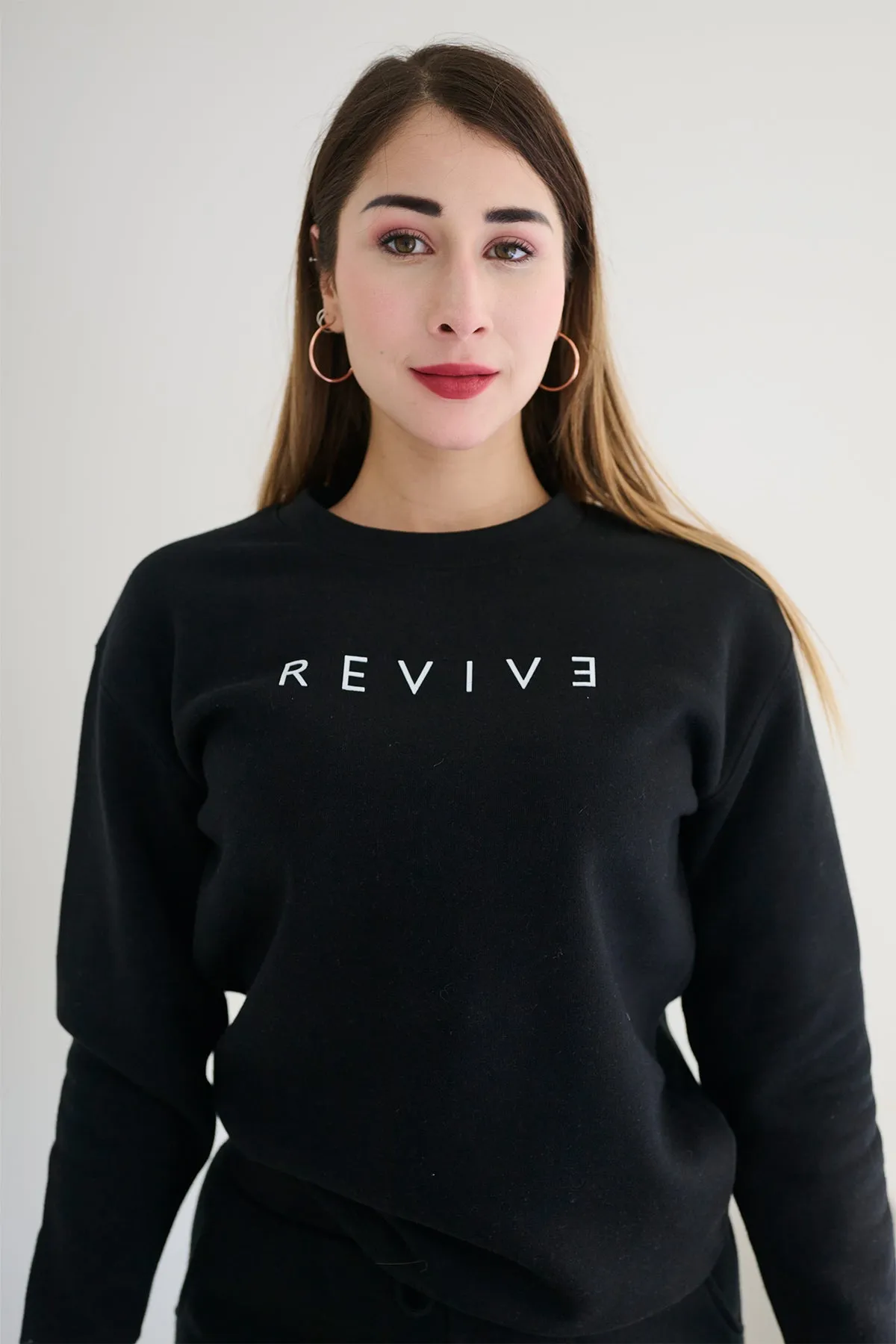 Two Piece Lounge Set - Classic Crew Neck Jumper   Classic Jogger - Black
