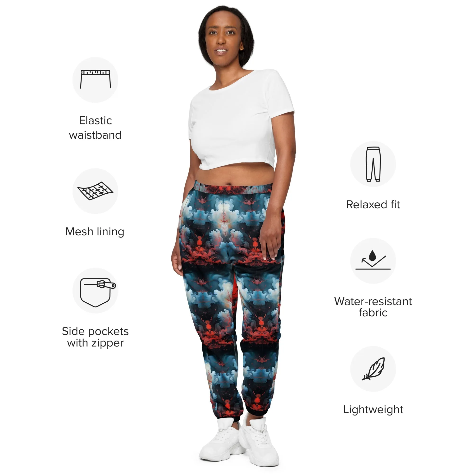 Unisex Track pants - Ethereal Crimson Flow - Light