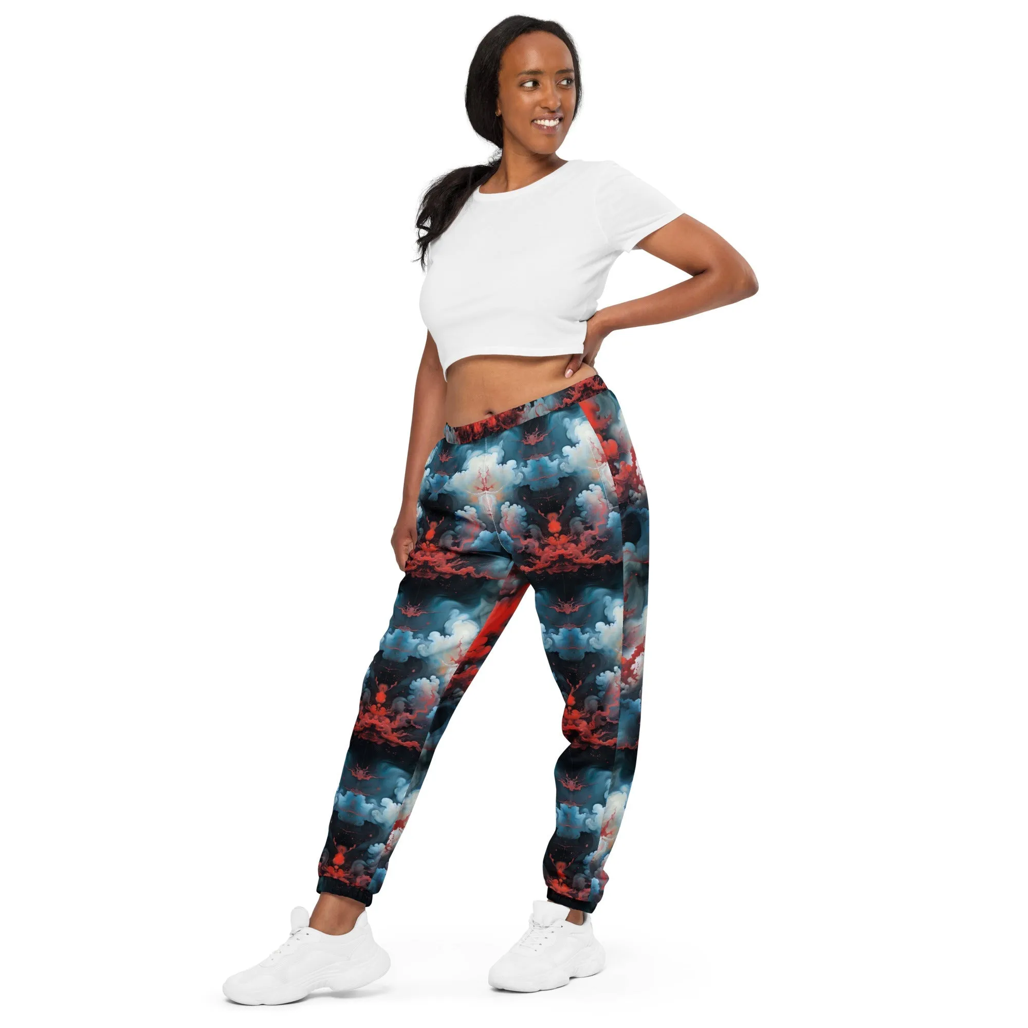 Unisex Track pants - Ethereal Crimson Flow - Light