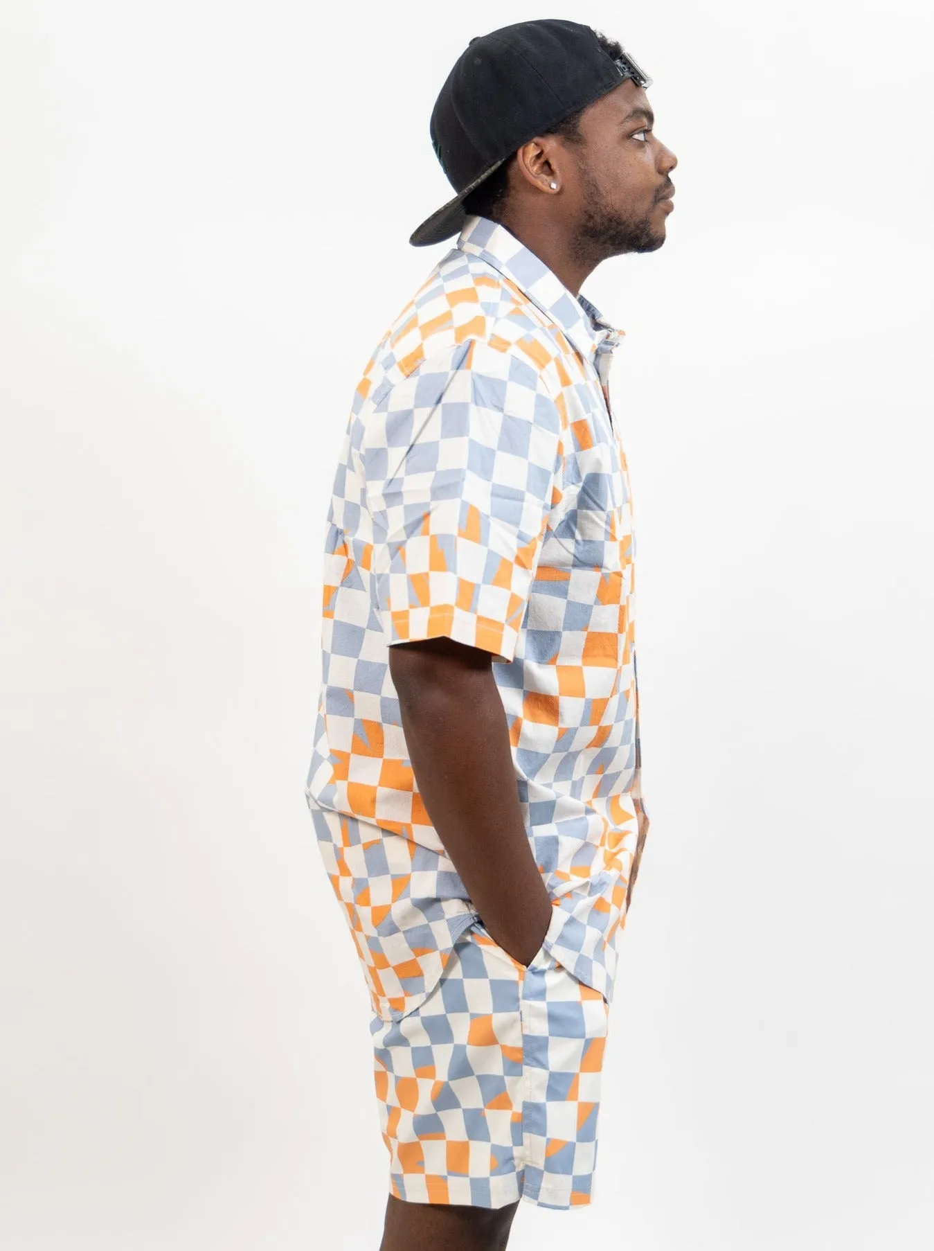 Vans Watson Shot Sleeve Button-Up Shirt - Marshmallow/Dusty Blue