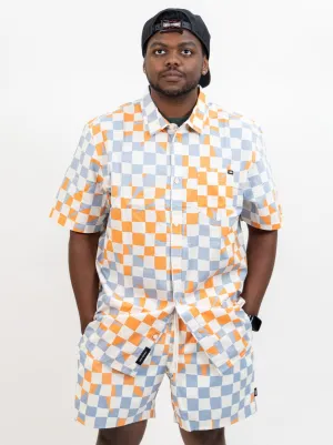 Vans Watson Shot Sleeve Button-Up Shirt - Marshmallow/Dusty Blue