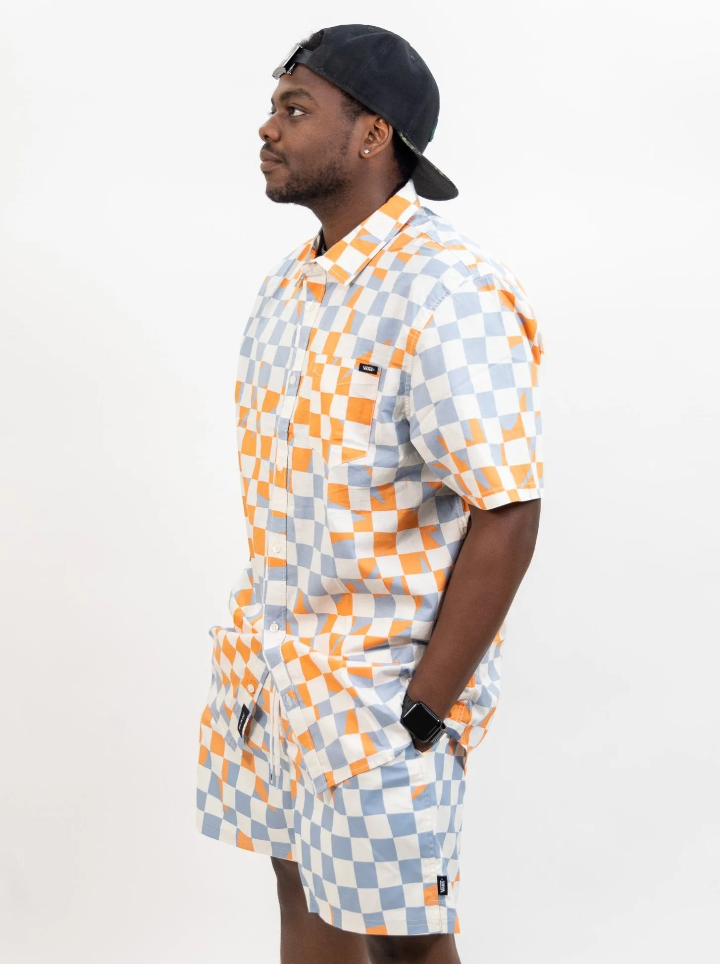 Vans Watson Shot Sleeve Button-Up Shirt - Marshmallow/Dusty Blue