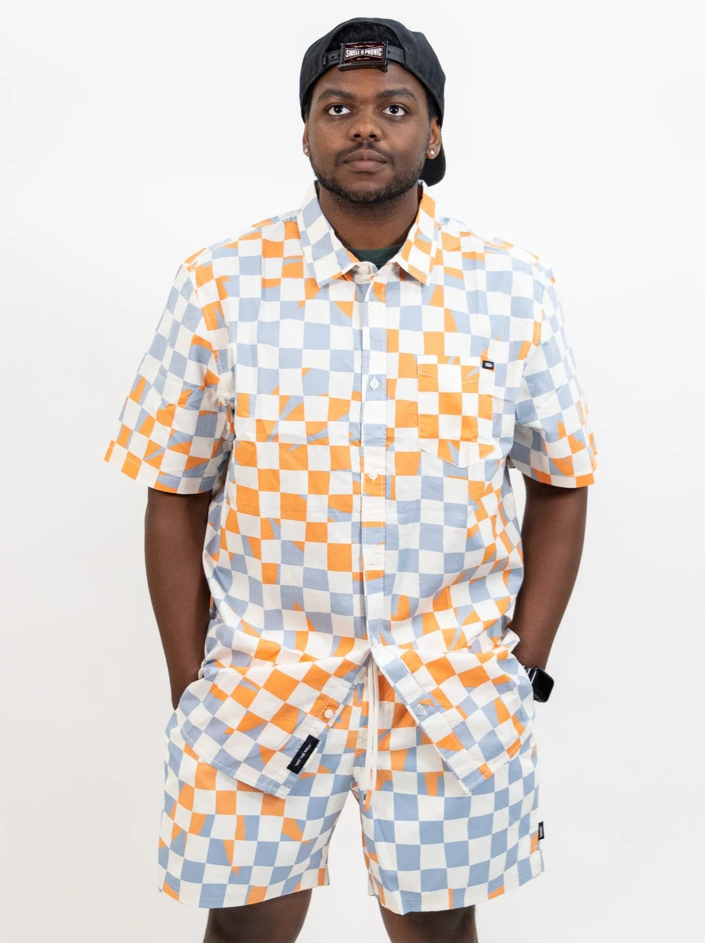 Vans Watson Shot Sleeve Button-Up Shirt - Marshmallow/Dusty Blue