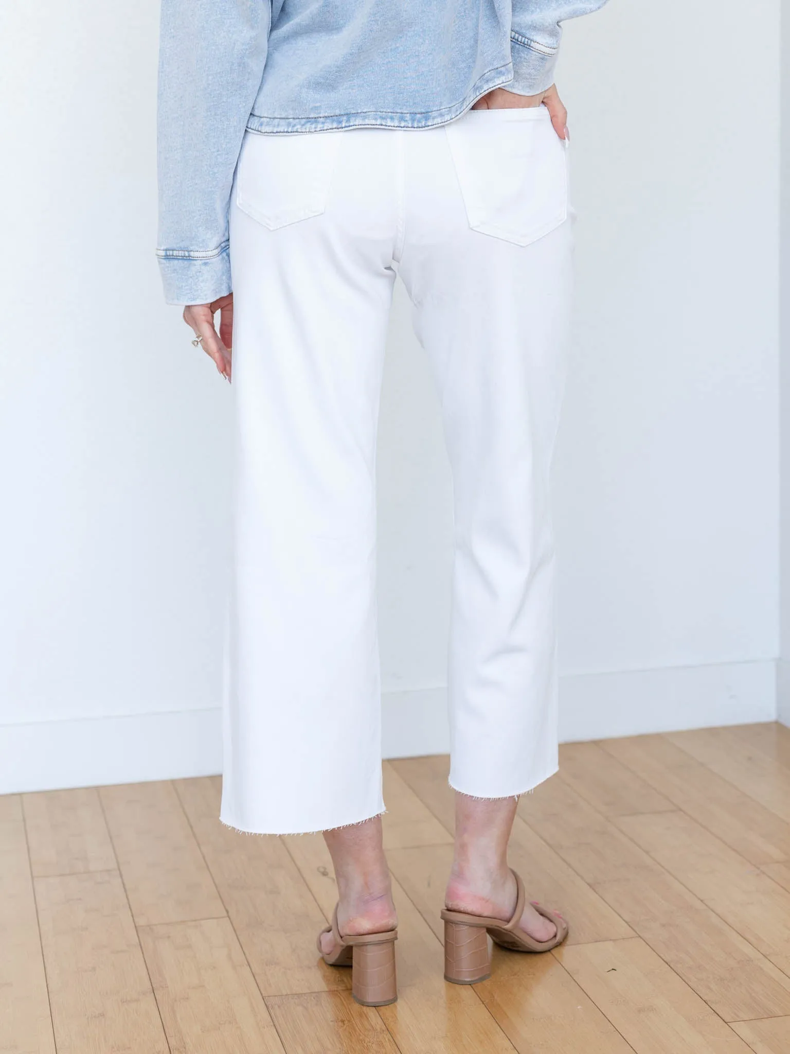 VERVET Optic White High Rise Crop Wide Leg
