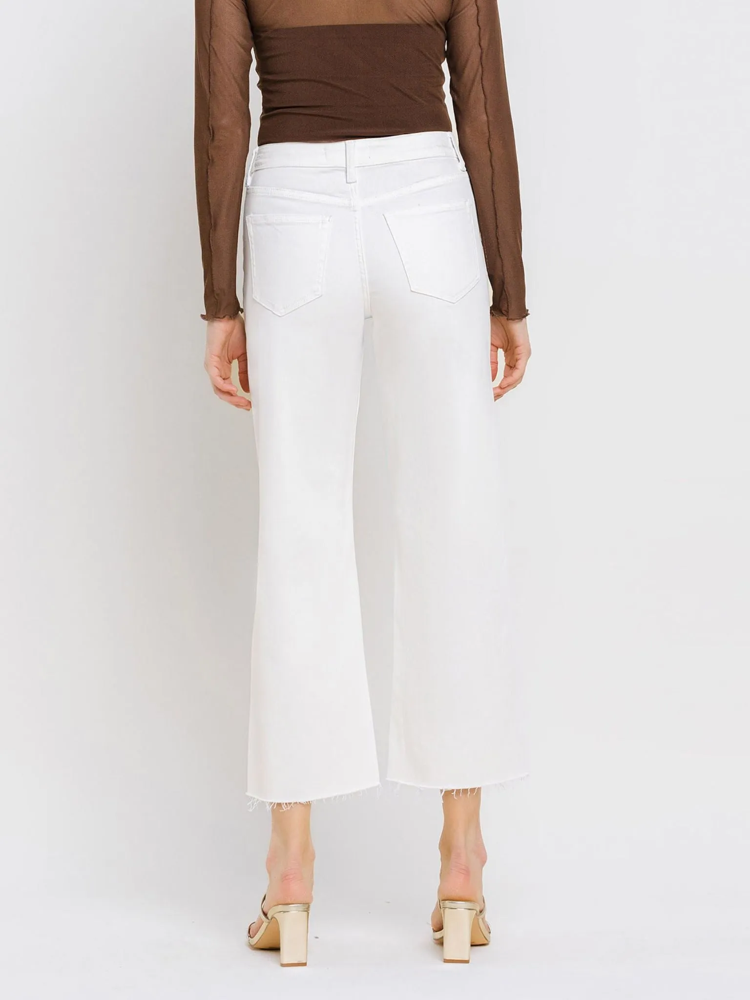 VERVET Optic White High Rise Crop Wide Leg