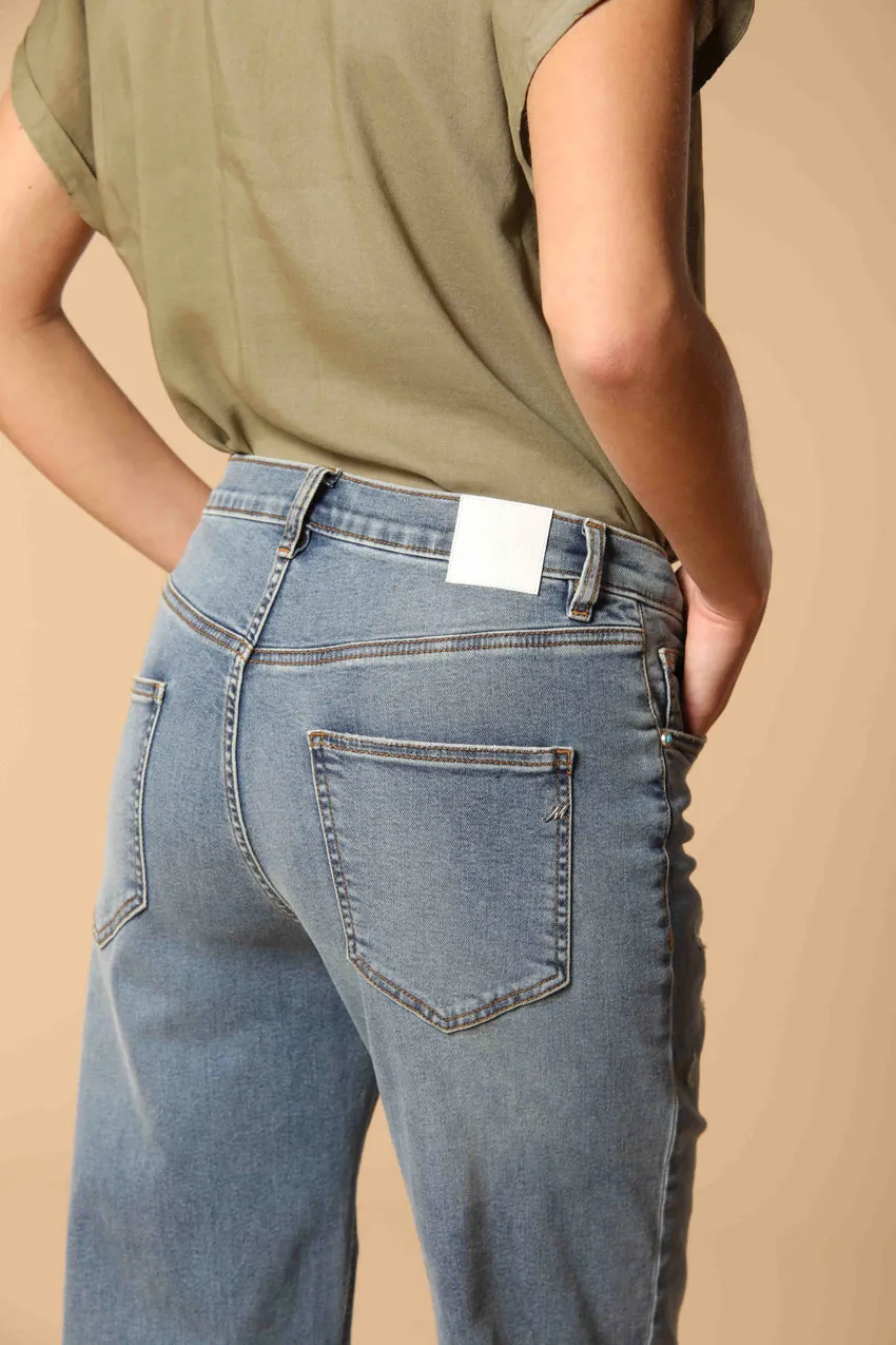 Victoria 5-pocket  women's Pants in blue stretch denim straight fit