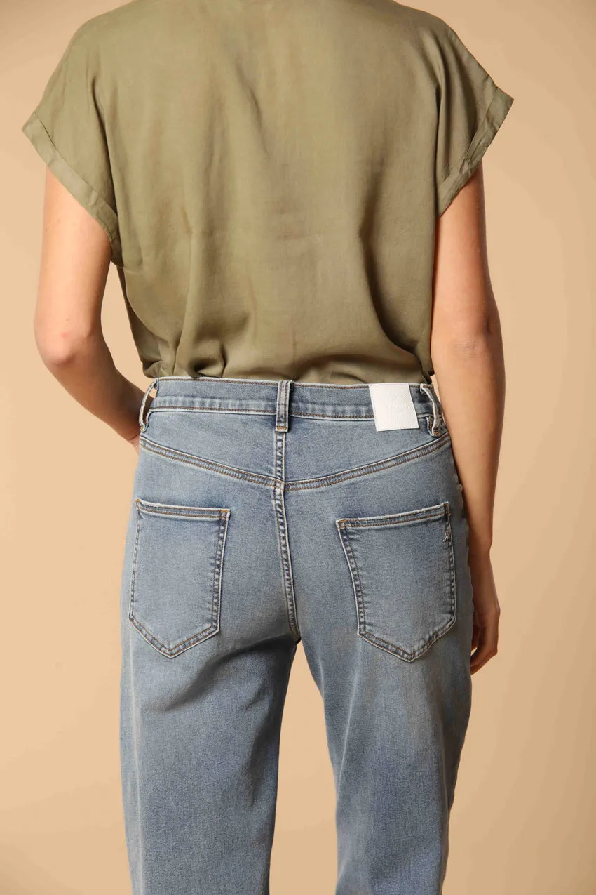 Victoria 5-pocket  women's Pants in blue stretch denim straight fit