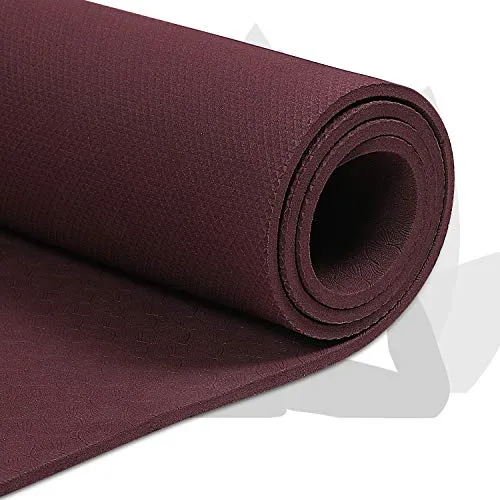 VIFITKIT® Yoga Mat Anti Skid EVA Yoga mat with Carrying Strap for Gym Workout and Flooring Exercise Long Size Yoga Mate for Men Women… (Wine, 4mm)