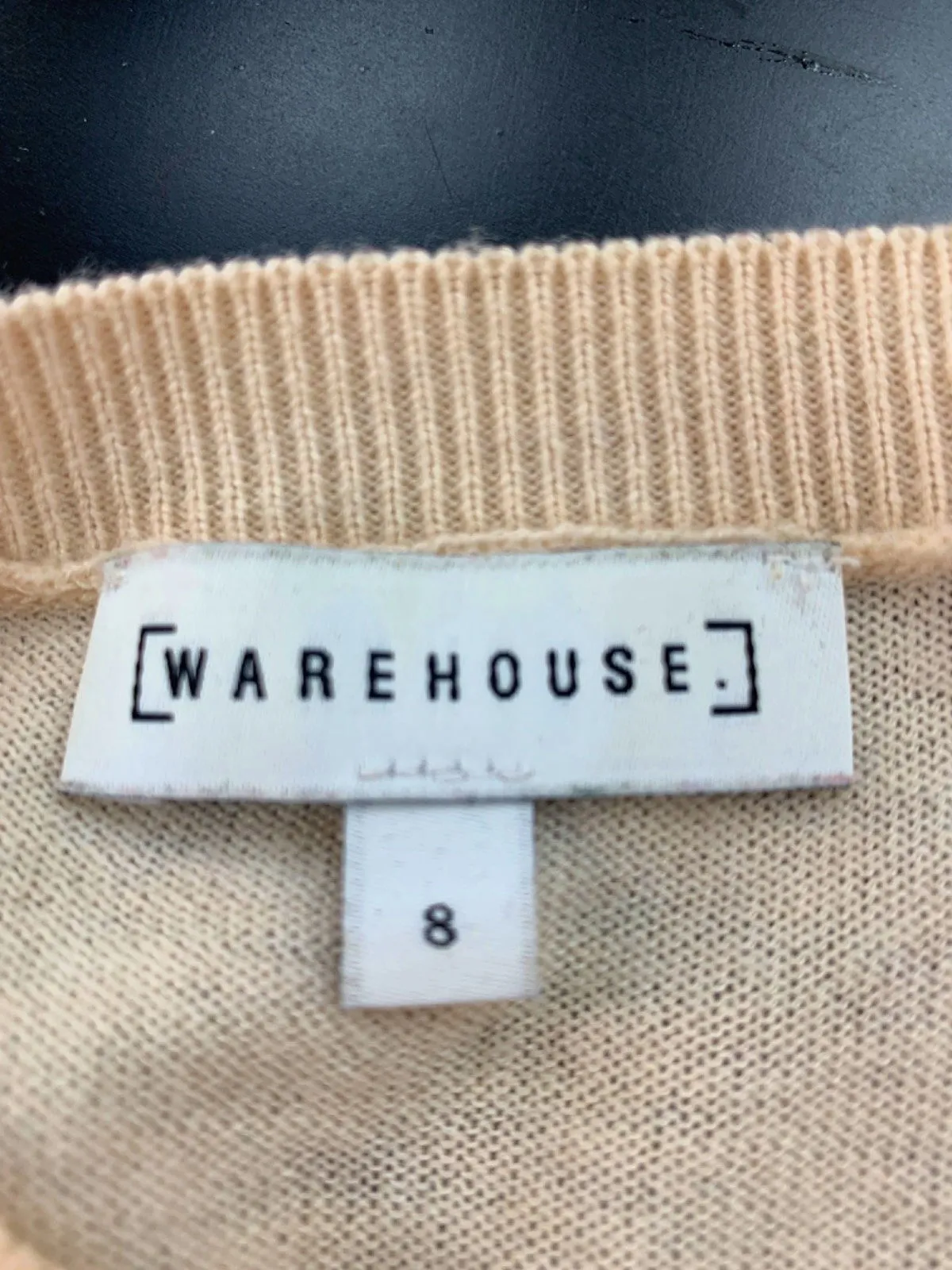 Warehouse Beige Lace Bow Detail Jumper UK 8