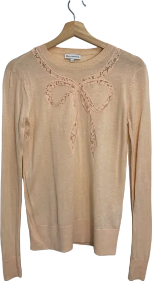 Warehouse Beige Lace Bow Detail Jumper UK 8