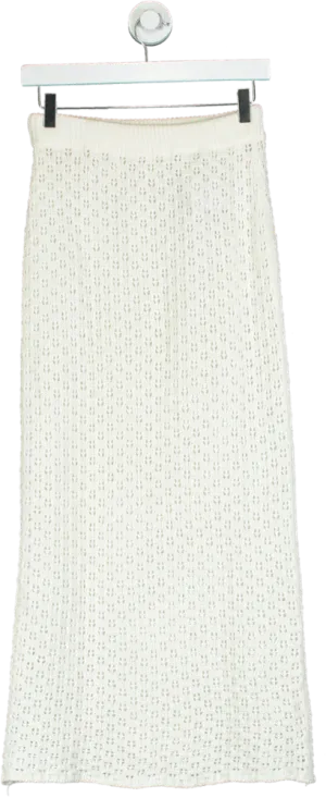 White KNit Midi Skirt UK ONESIZE