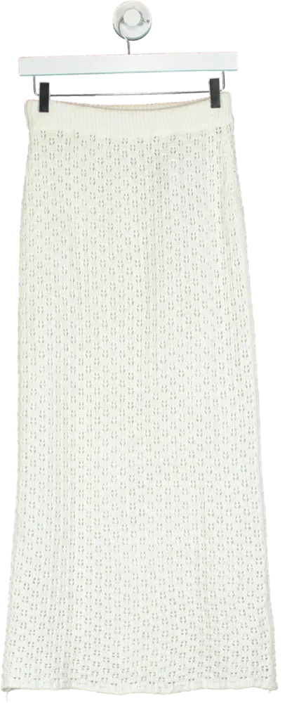 White KNit Midi Skirt UK ONESIZE