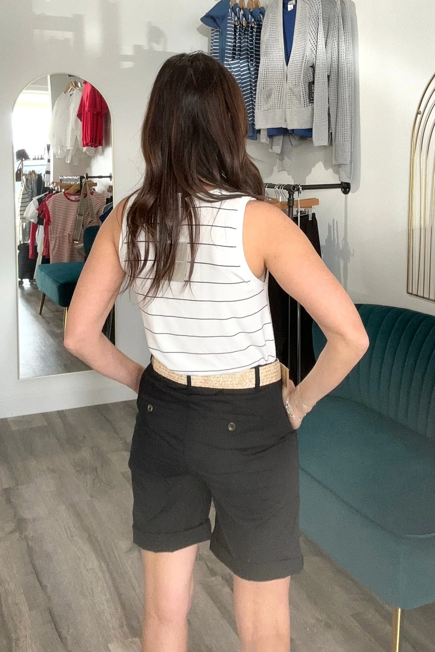 Whitney Black Cuffed Shorts w/ Belt