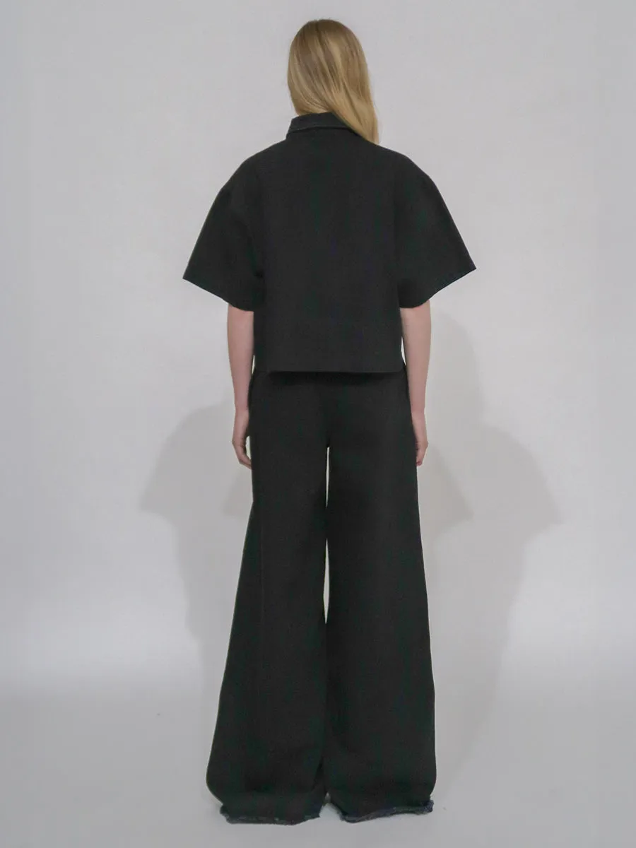 WIDE FLARE PANT - BLACK DENIM