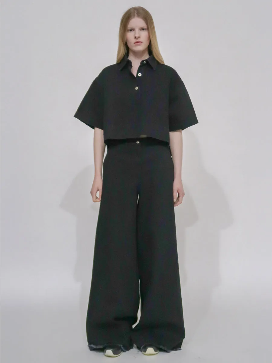 WIDE FLARE PANT - BLACK DENIM