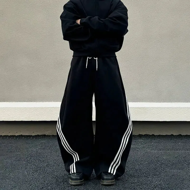 Wide-Leg Striped Sweatpants