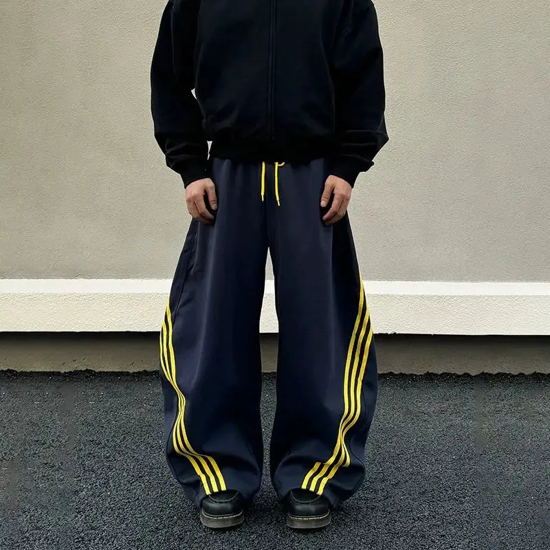 Wide-Leg Striped Sweatpants