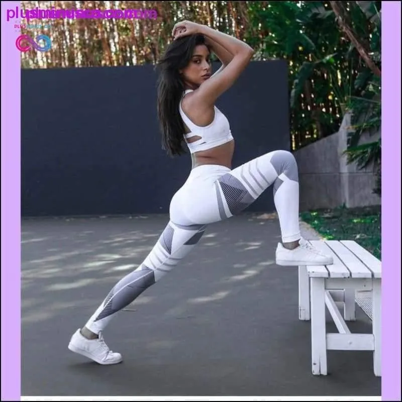 Women Workout Striped High Waist Tights Sports Leggings