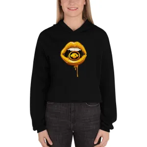 Women's cropped, raw hemmed, cotton blend, fashion hoodie