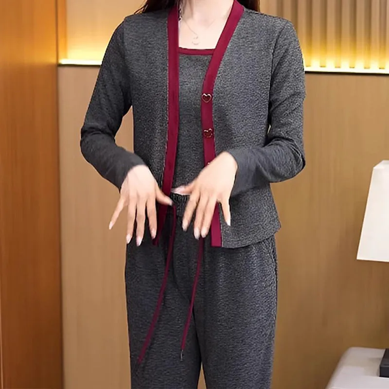 Women's Jacket Camisole & Wide Leg Pants 3 piece Set