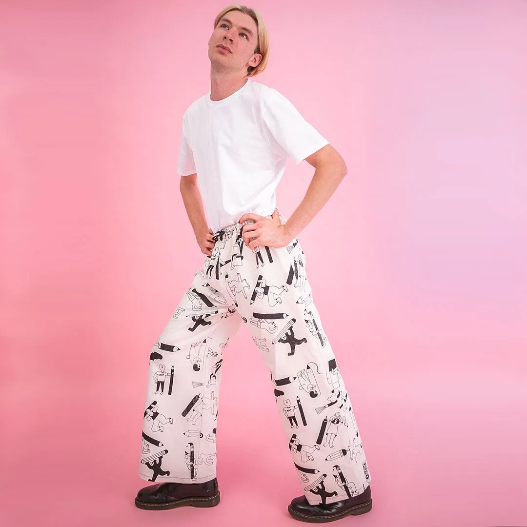 YUK FUN Pencil Party Trousers in Black - MADE TO ORDER