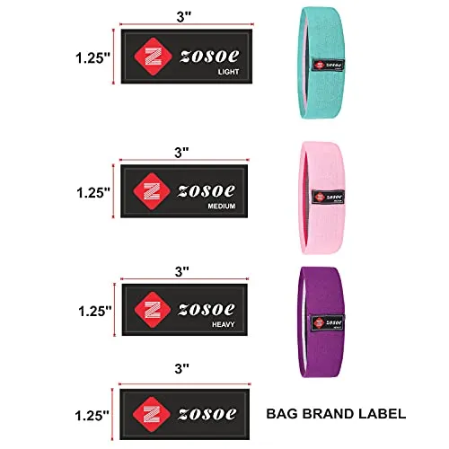 ZOSOE Fabric Resistance Loop Bands for Exercise,3 Pack Non-Slip Workout Fitness Resistance Bands for Men and Women and Workout Non Slip Hip Booty Bands for Squats, Action Guide &Carry Bag (Set of - 3)